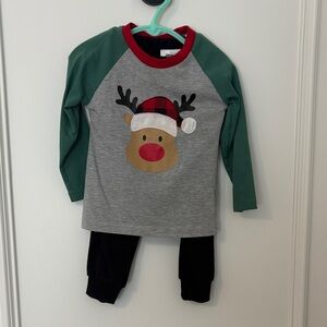 Planet Cotton Kids Reindeer Pajama Set - Green, Gray, and Black
